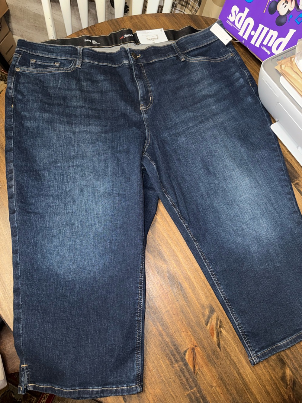 Womens Dark Blue Denim capris